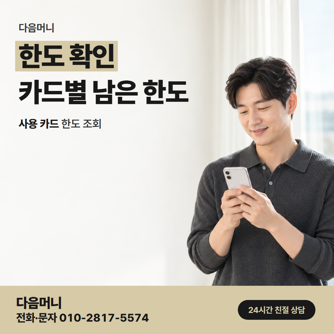 다음머니 유성카드깡 결제 뒤 줄어든 남은 한도